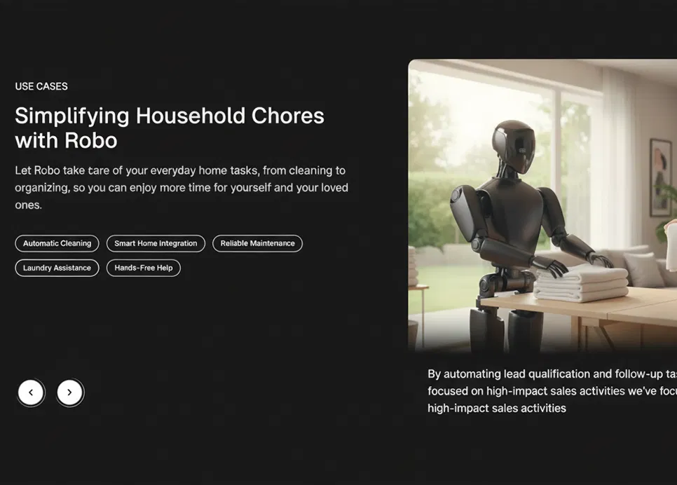 Matter robot demonstrating functionality in an indoor setting (dark)